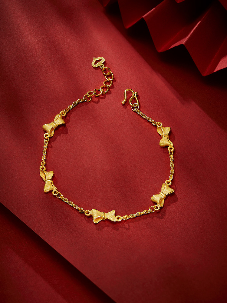 兴隆黄金甜心蝴蝶结手链 999足金女款5g一体链黄金手饰送女友礼物