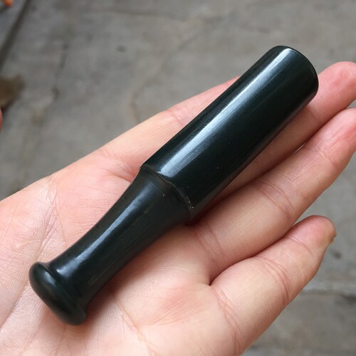 天然新疆和田玉烟嘴转运护身男款青玉玉石汗烟嘴手把件送证书