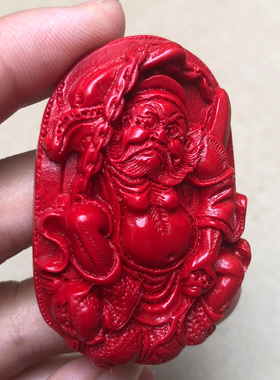 天然朱砂钟馗吊坠随身红色钟馗带链子天师挂件男女霸气关二爷挂坠
