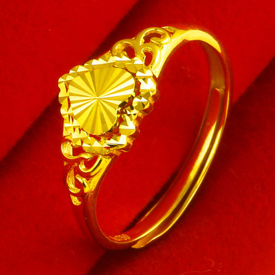 黄金戒指女款AU750真金指环时尚心形18K金戒指纯金送女友生日礼物