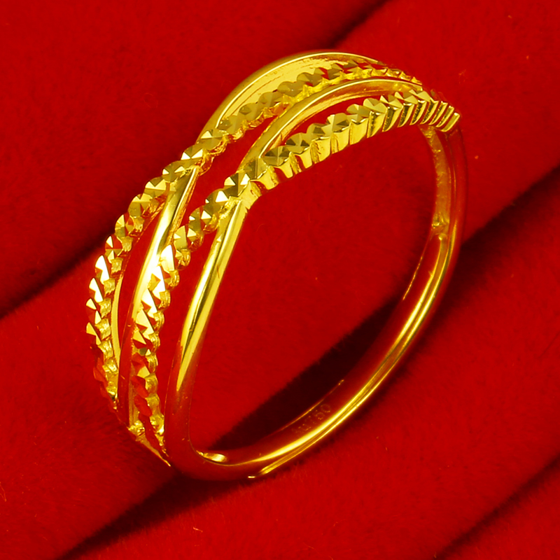 黄金戒指女款AU750真金戒子8字形简约9999足金送情人指环纯金