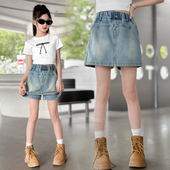 新款 半身a子裙子儿童中大童装 夏装 女童牛仔短裙2025夏季 外穿短裤