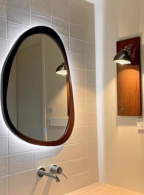 美式复古浴室镜智能镜子家用法式异形卫浴镜壁挂中古风桌面梳妆镜