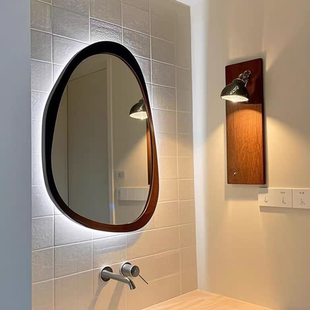 美式复古浴室镜智能镜子家用法式异形卫浴镜壁挂中古风桌面梳妆镜