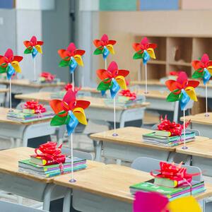 开学季装饰风车立柱桌面摆件幼儿园教室班级仪式感氛围课桌布置