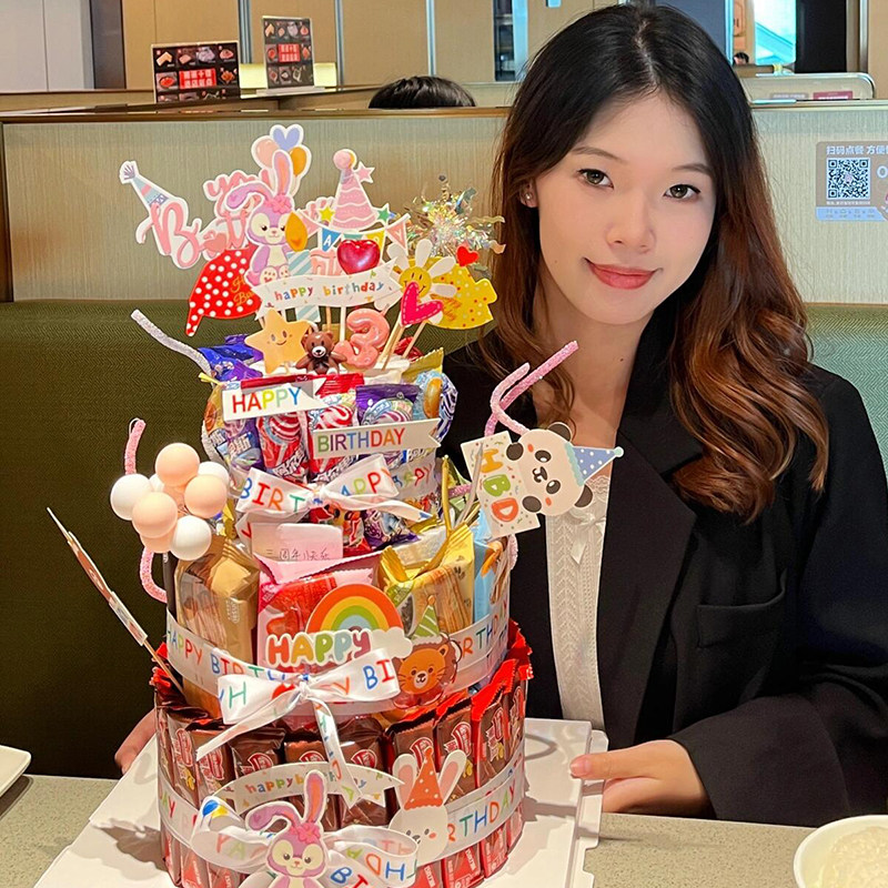 小红书同款零食蛋糕diy材料蛋糕泡沫模型生日礼物制作零食花束