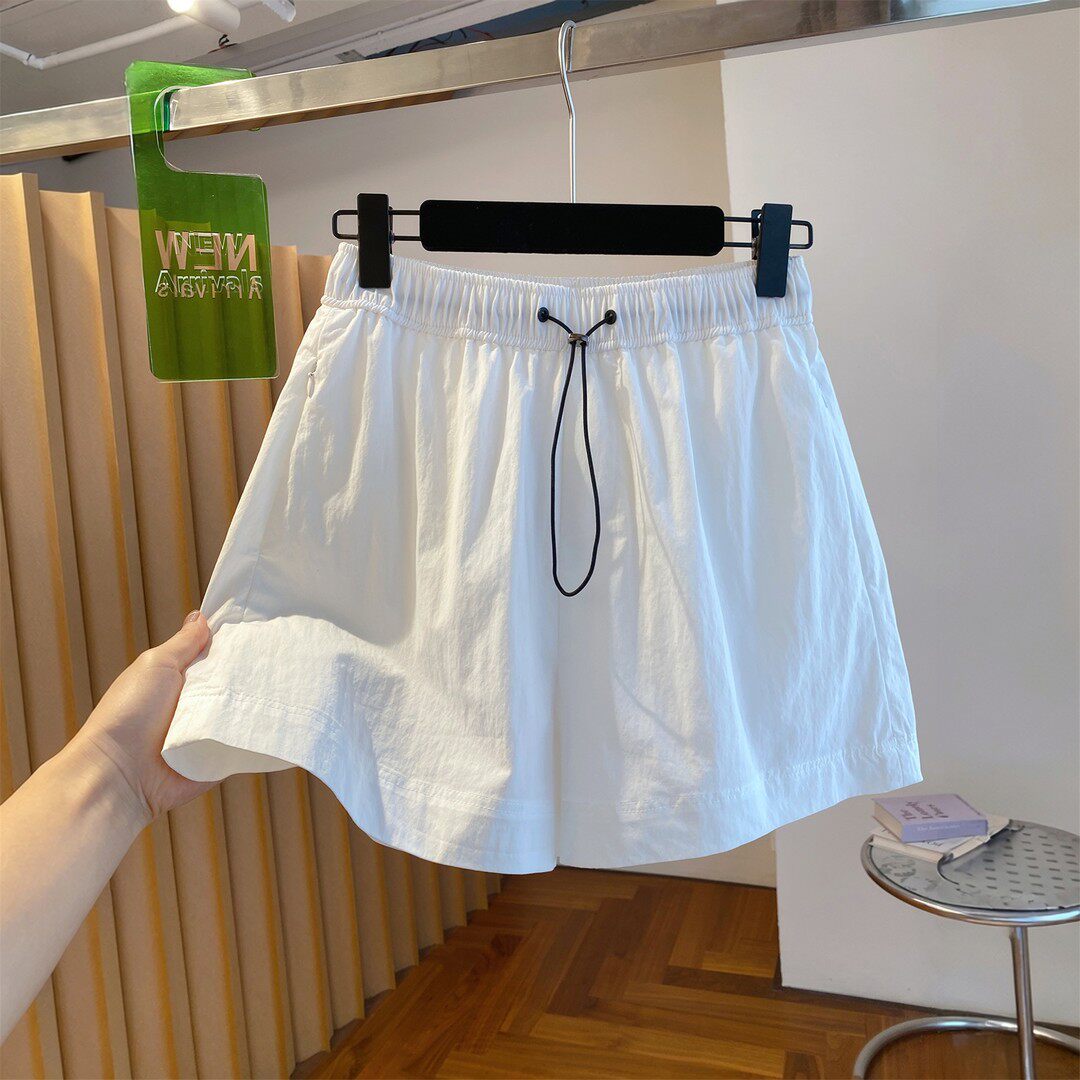 韩国高级感抽绳松紧腰热裤女夏