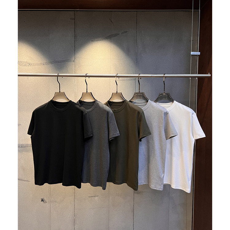 纯色简约实用百搭基础木浆纤维长绒棉合身圆领短袖T恤打底内搭男