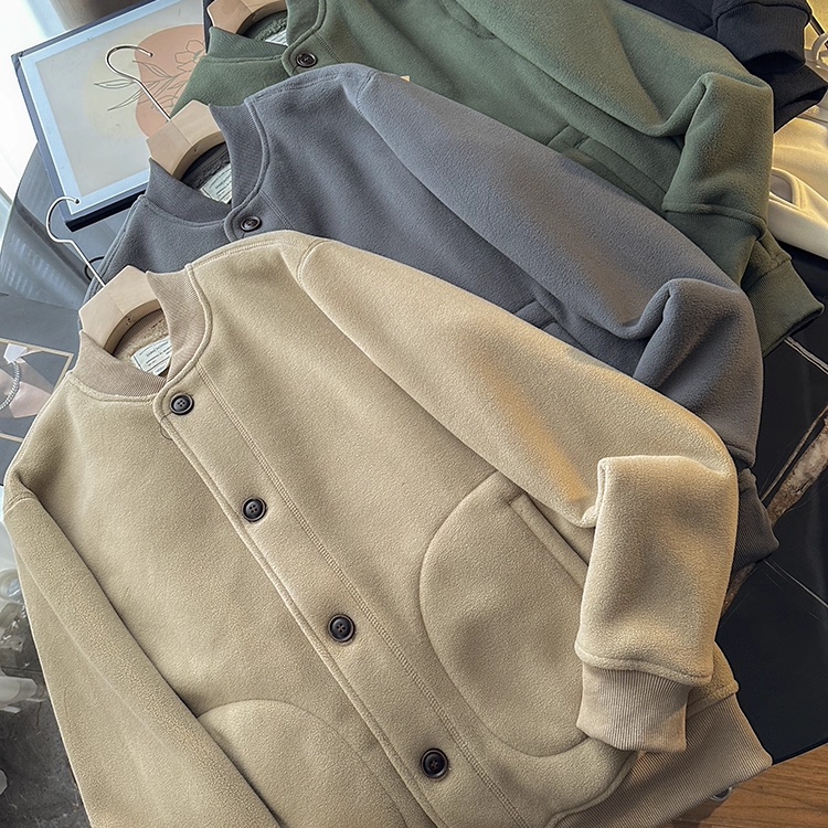 出K单!木巨599!情侣款休闲百搭加绒加厚棒球服立领夹克外套秋冬