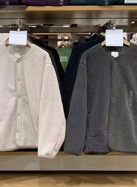 日系男装25秋冬款防风仿羊羔绒夹克摇粒绒开衫长袖圆领外套481183