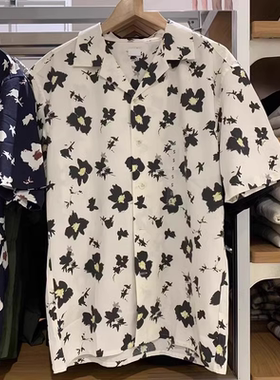 男女装莫代尔棉混纺印花开领衬衫短袖衬衣夏474521 474522 477644