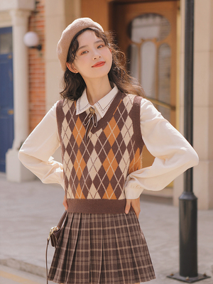 菱格针织马甲背心女洋气时尚减龄