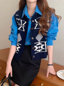 洋气时尚时髦减龄针织马甲开衫背心女早秋别致独特外搭叠穿上毛衣