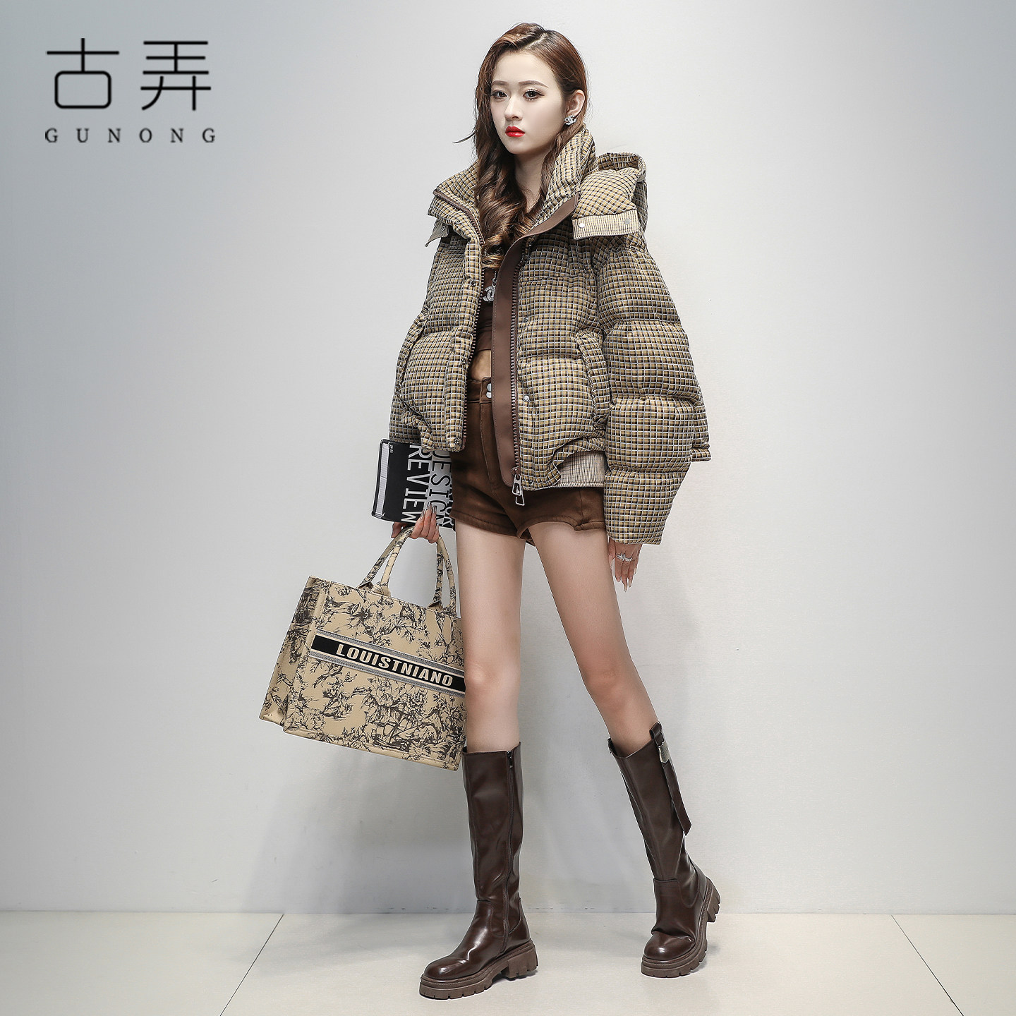 冬季时尚短款格子羽绒服女2025新款休闲百搭蓬松保暖面包服厚外套,女装/女士精品,羽绒服,淘宝优惠券,粉丝福利购,淘宝优惠卷