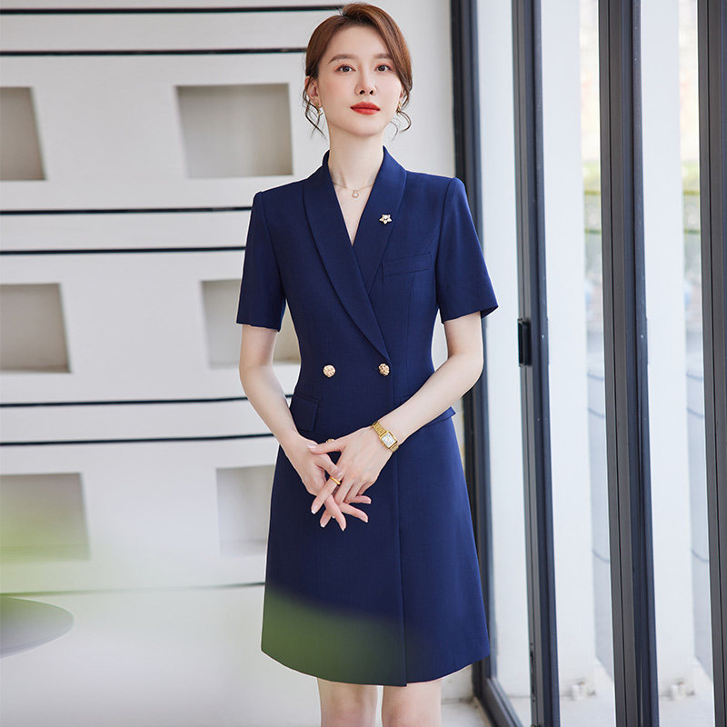 J-ME夏季收腰连衣裙女气质通勤职业高端西装裙子酒店经理工作服