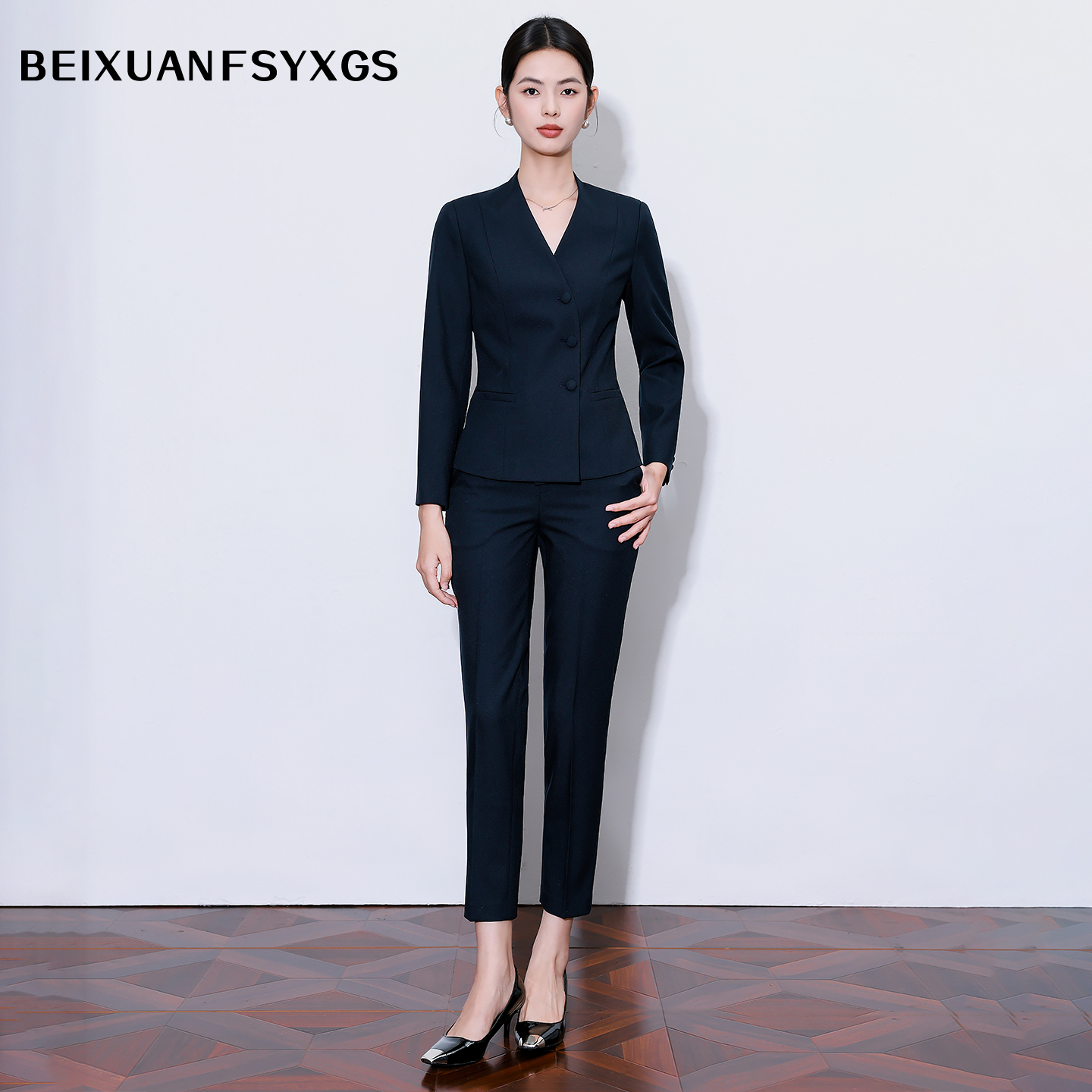 春秋正装职业女裤套装九分裤女装长袖面试前台工作服气质商务通勤