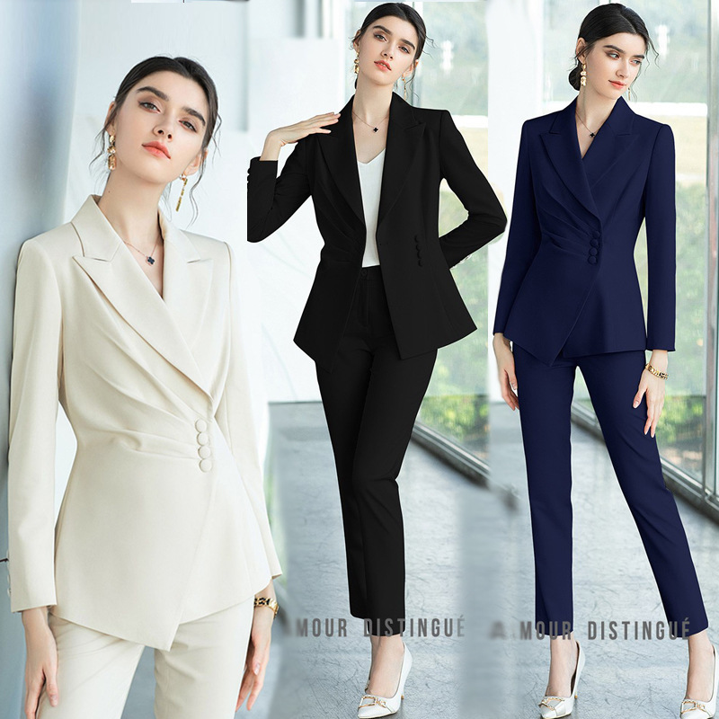 AD播音主持艺考服装女时尚名媛小香风西装套装职业正装前台工作服