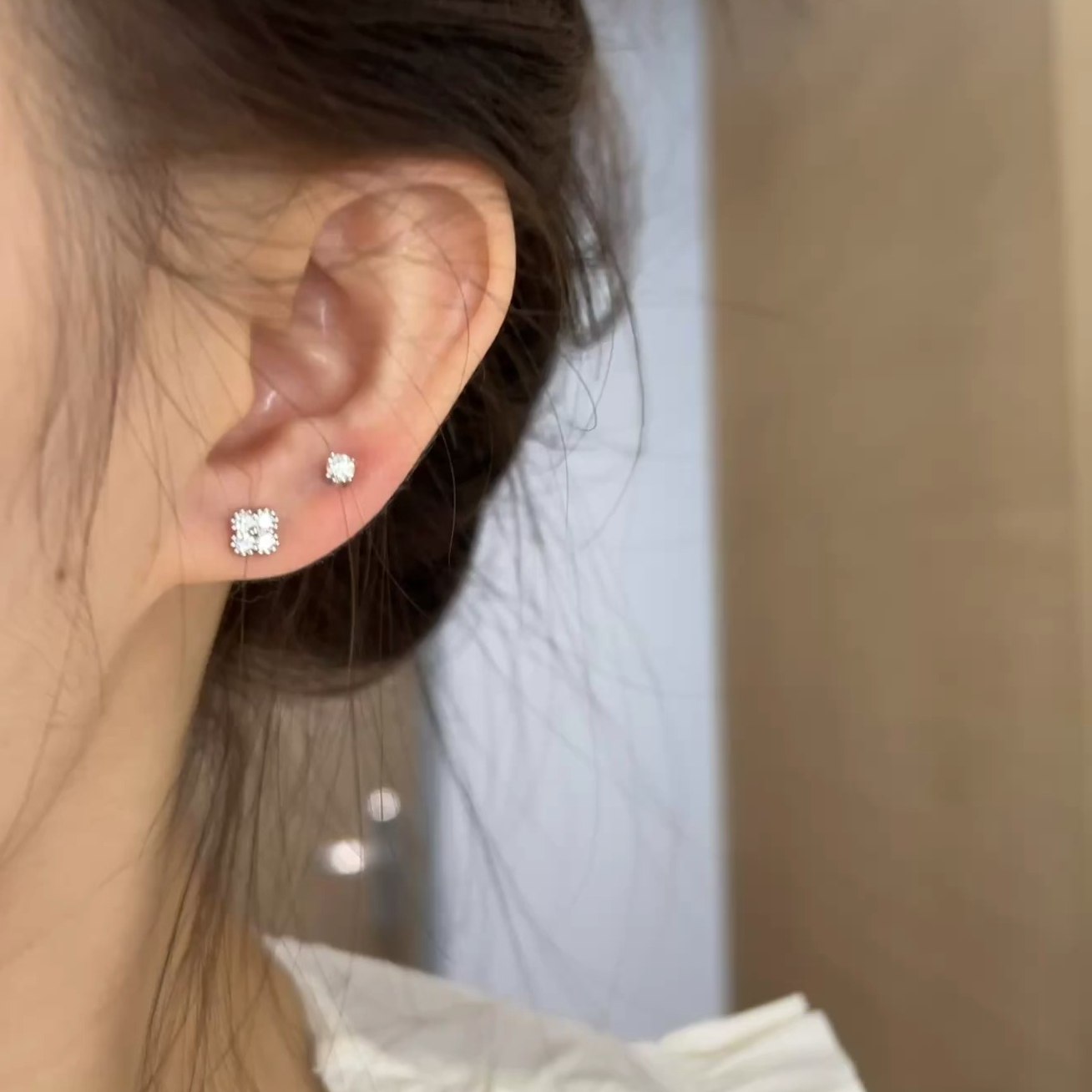 Amor Glam【单花耳钉】闪钻花朵银针耳钉女高级感新款小众耳饰