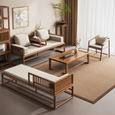 新中式 实木推拉罗汉床组合贵妃榻家用客厅两用沙发床禅意卧榻躺椅