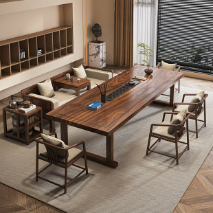 罗汉床茶桌椅组合胡桃木宋氏美学实木沙发泡茶台办公茶室禅意茶桌
