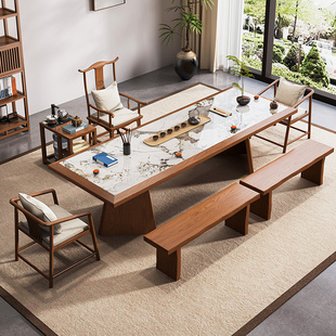 岩板实木大板茶桌椅组合新中式2026高端新款茶桌现代家用客厅茶台