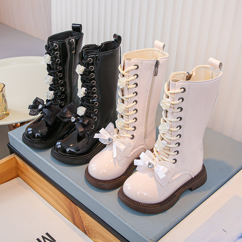 儿童靴子2025新款春秋款女童长筒靴大童小香风高筒靴女孩秋冬皮靴