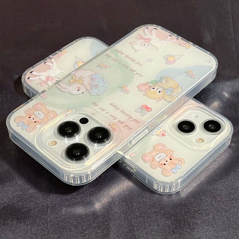 网红可爱小熊iPhone15手机壳14promax卡通适用苹果13新款12创意16