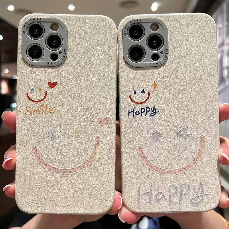 浮雕情侣iPhone16promax手机壳15韩风笑脸适用苹果14硅胶13女12潮