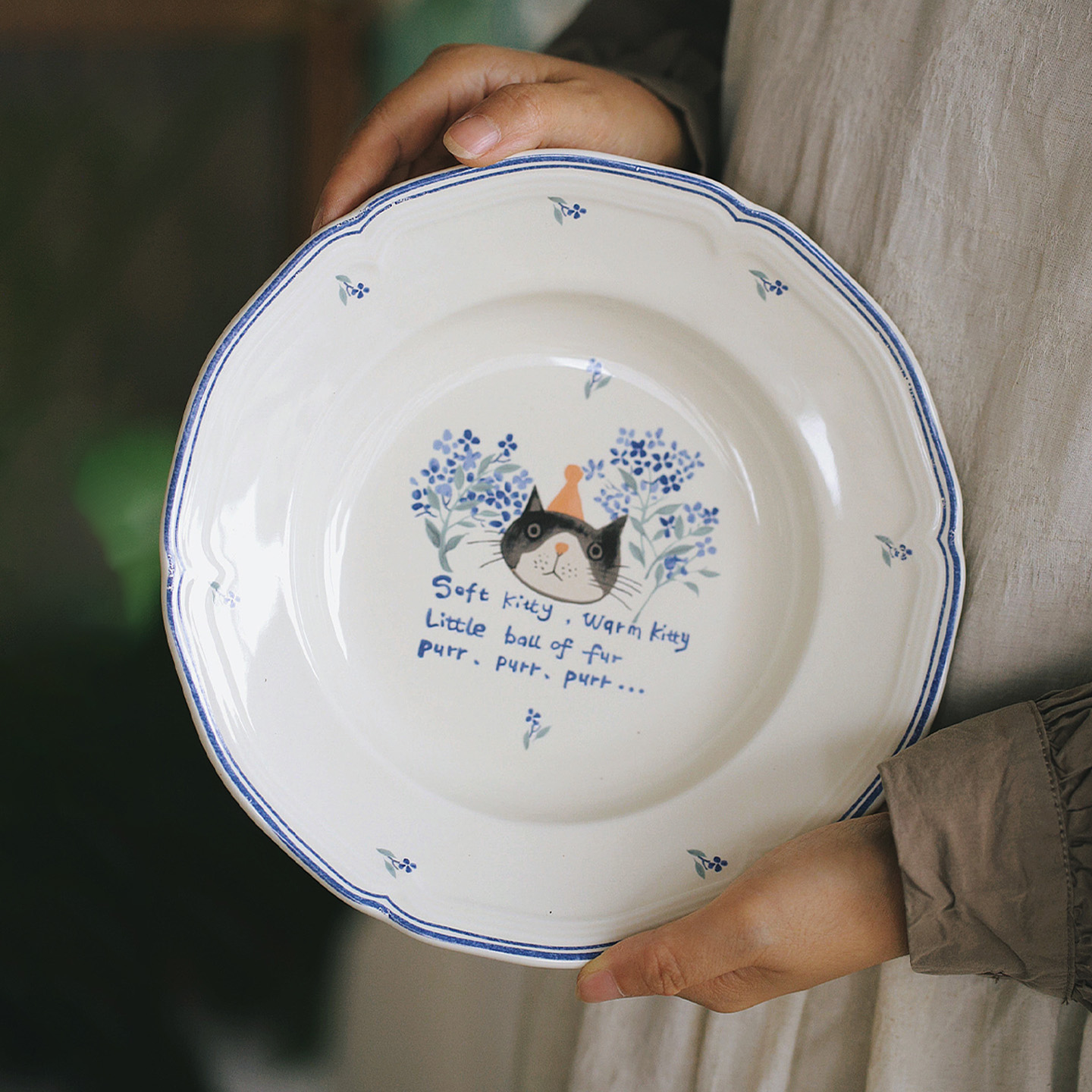 泽滕家汤盘大号可爱卡通猫咪插画