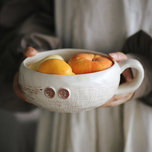 泽滕家带把手碗可爱原创餐具