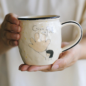 泽滕家马克杯超萌可爱有趣原创设计师款 拿铁拉花泡咖啡陶瓷杯礼物