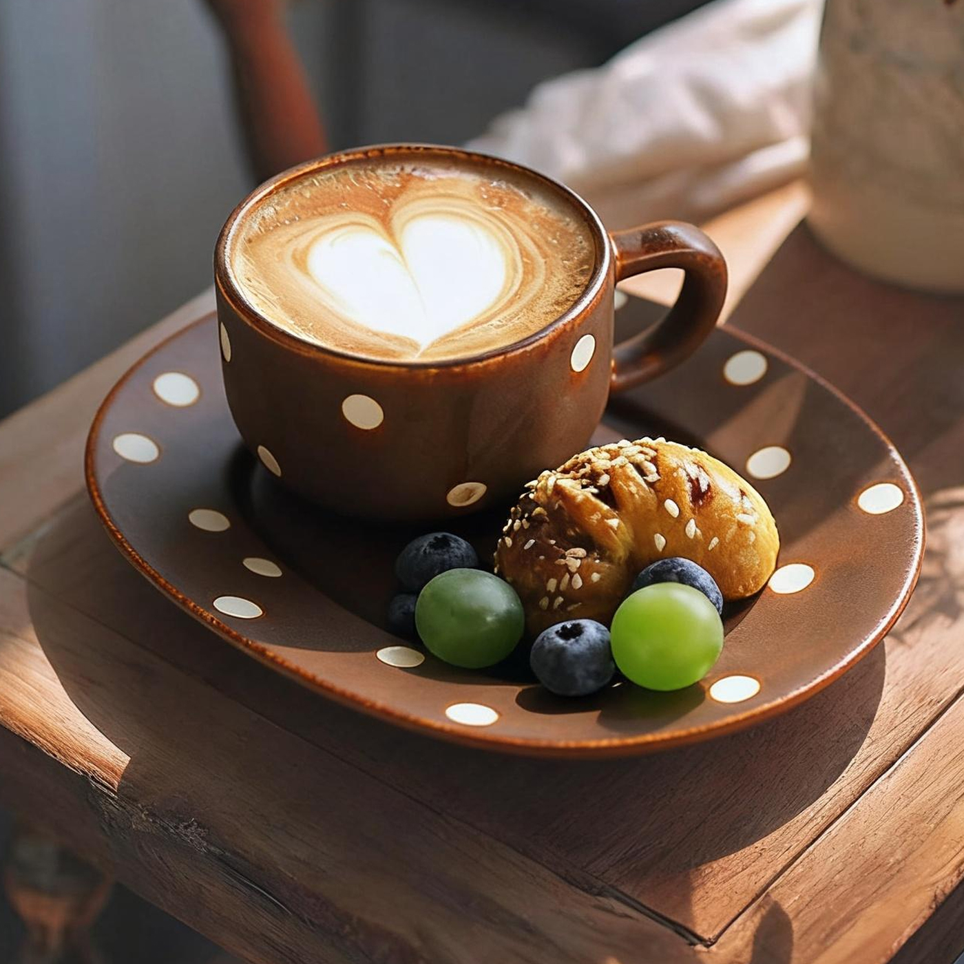 泽滕家奶油风咖啡杯碟套装棕色