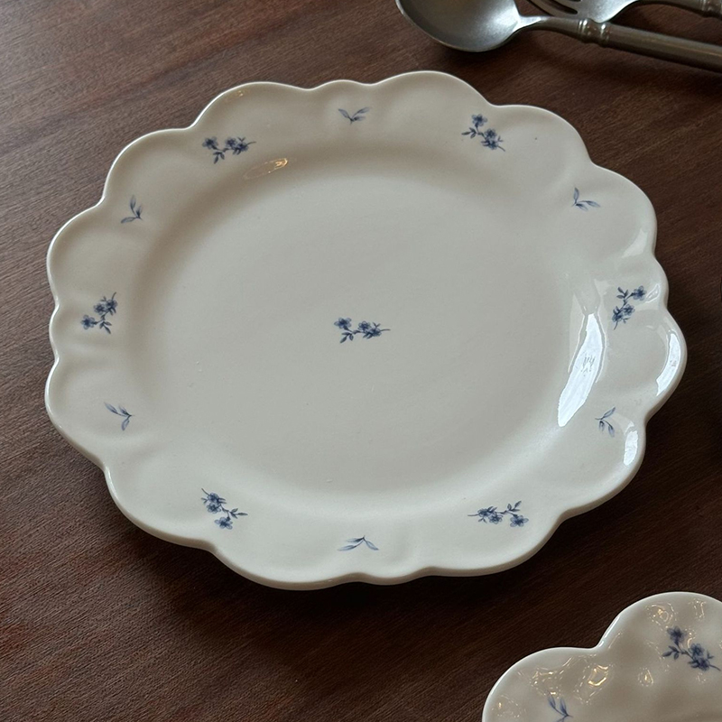 泽滕家碎花陶瓷花边平盘