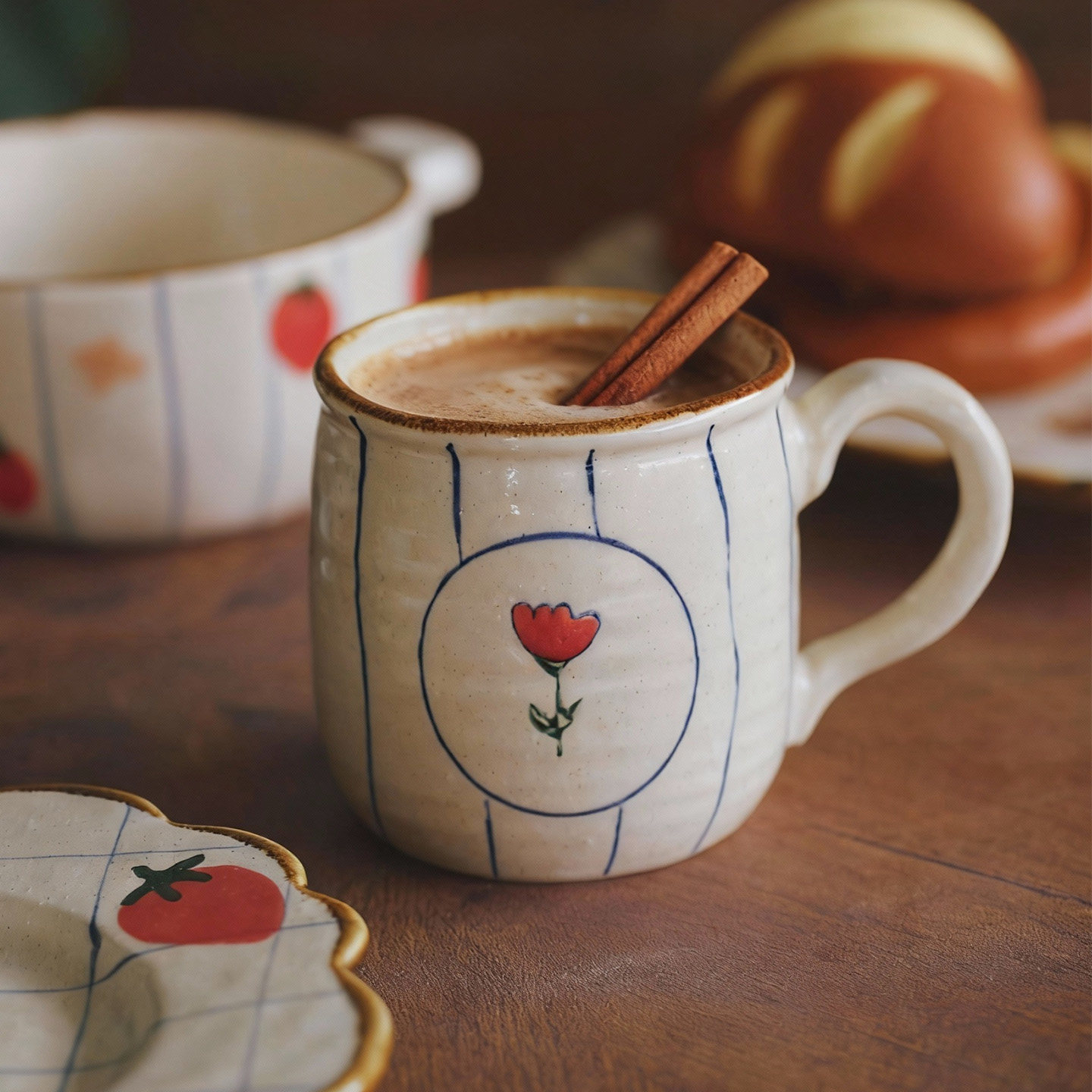 泽滕家陶瓷马克杯可爱韩式手绘小清新咖啡牛奶果汁饮料早餐碗盘碟