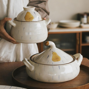 泽滕家陶瓷带盖汤锅炖鸡汤泡面煮螺蛳粉养生耐热可明火煲仔饭双耳