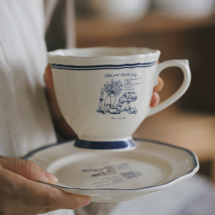 ins风摩卡拿铁拉花专用英式 泽滕家高级感咖啡杯碟套装 下午茶轻奢