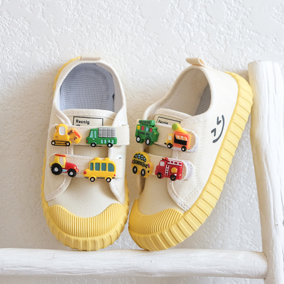 男童帆布鞋小汽车幼儿园室内鞋轻便防滑儿童男款宝宝春秋四季布鞋
