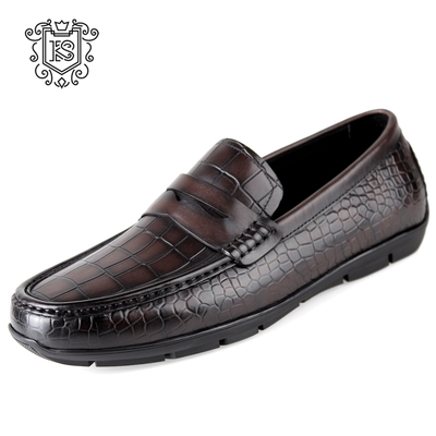 卡塞利尼男鳄鱼纹休闲英伦乐福鞋