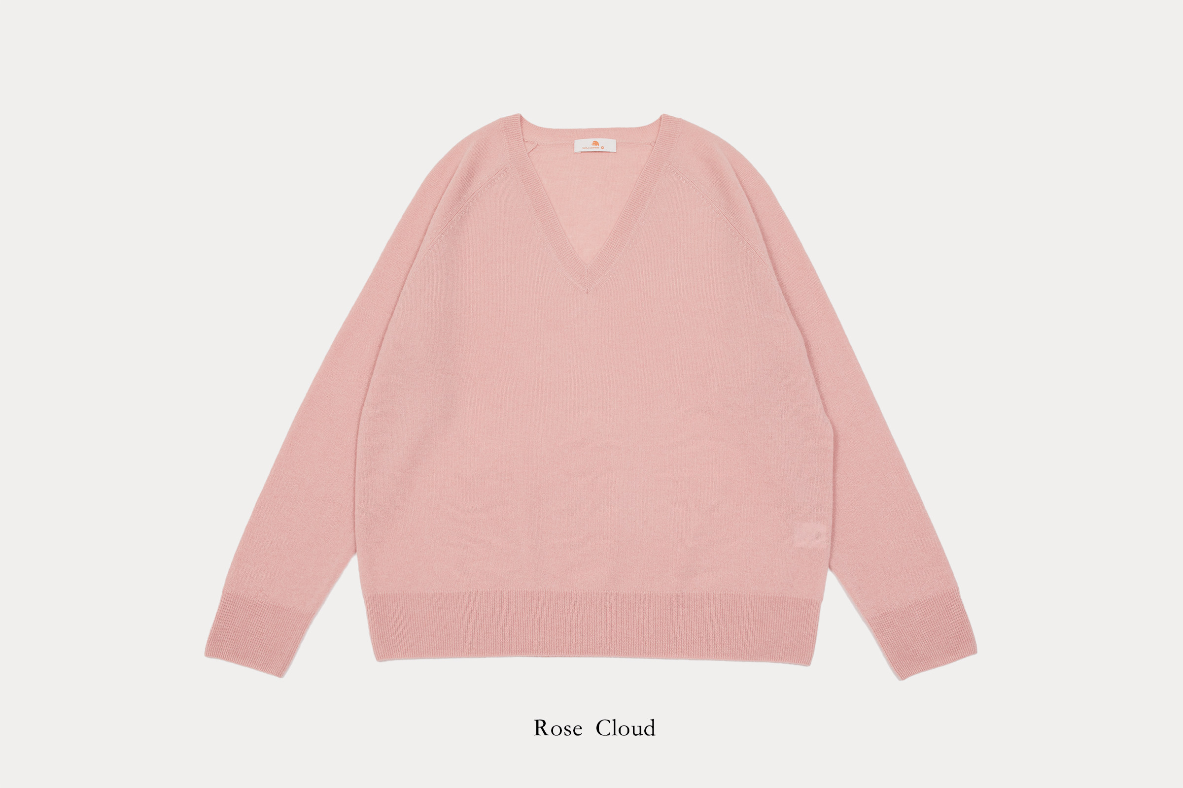 小金象 CASHMERE 100% 水溶空气感羊绒女薄款V领宽松插肩袖套头衫