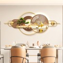 饰挂画新款 餐厅立体壁画新中式 寓意好led氛围灯画铁艺金属墙面装