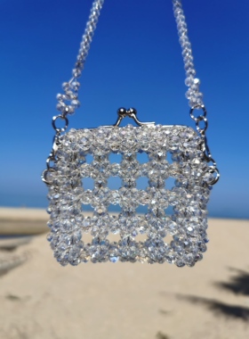 迷你手晶零钱包ins小众手作串珠包mini口红包镂空手工仙女斜挎包