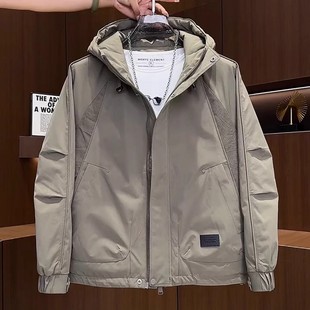 时尚 秋冬季 夹棉外套男士 潮牌连帽工装 潮流痞帅百搭夹克棉衣男 新款