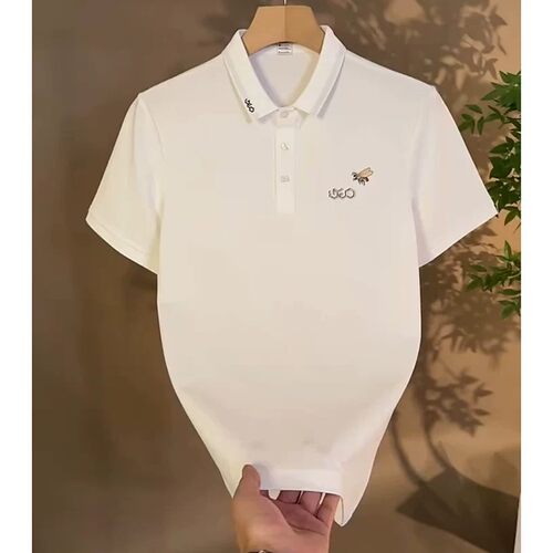 夏季短袖小蜜蜂刺绣翻领POLO衫男