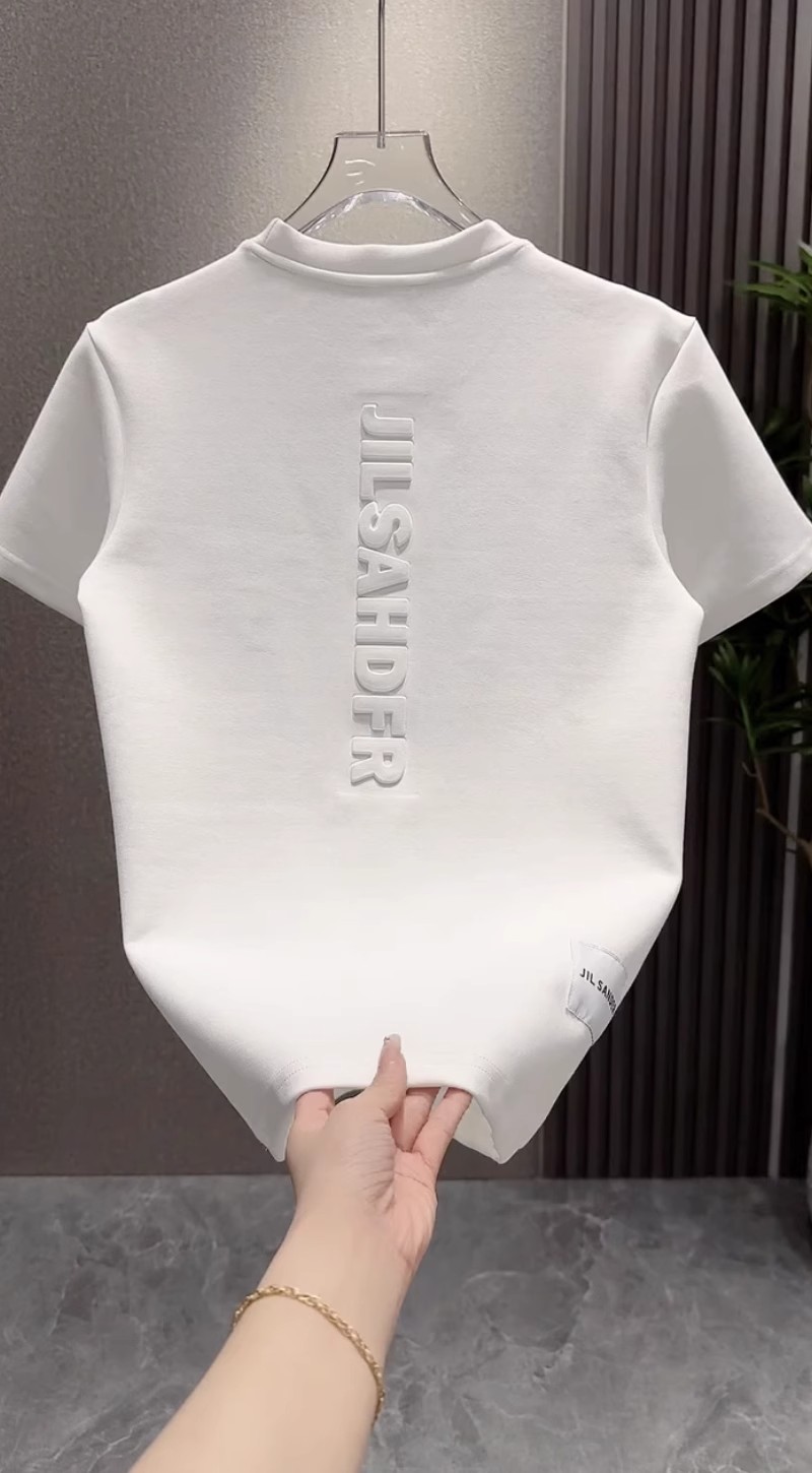 简约字母刺绣短袖男立体钢印T恤