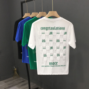 夏季新款男士印花短袖T恤纯棉修身上衣精神小伙网红潮流半袖男装