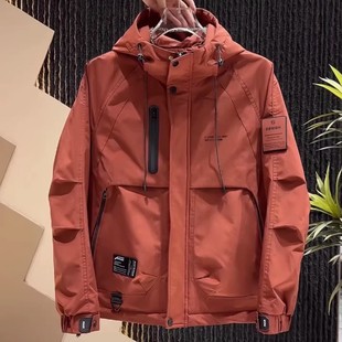 时尚 潮牌户外防风连帽冲锋衣男士 潮流痞帅百搭夹克外套 新款 秋冬季