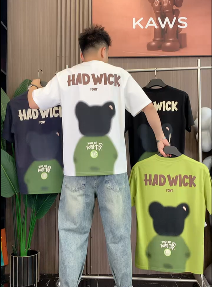 潮流卡通熊短袖t恤男简约夏季