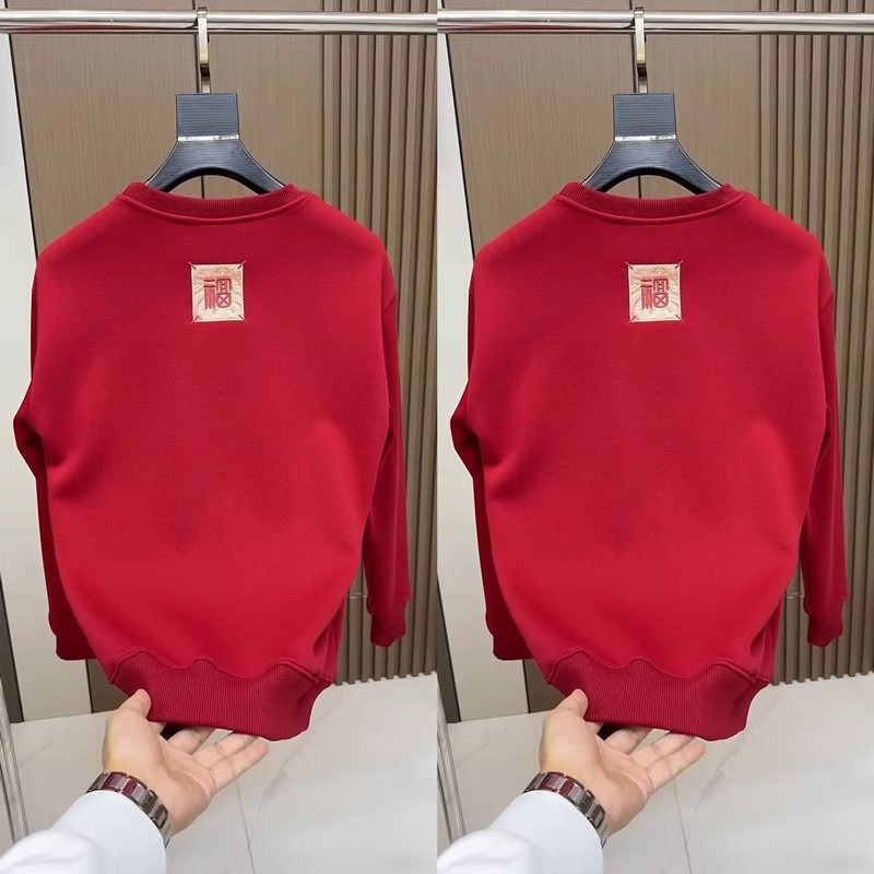 2025春季新款男士简约红色卫衣