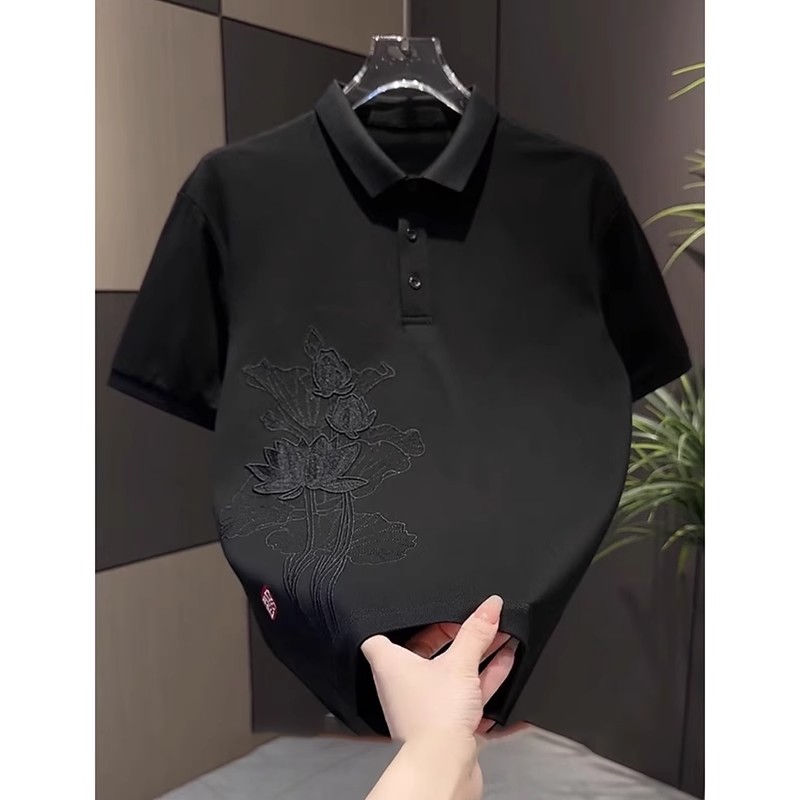 国风重工刺绣潮流短袖POLO衫男士