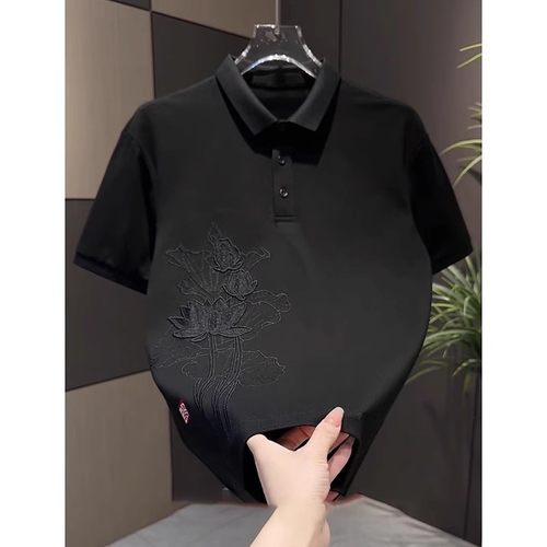 国风重工刺绣潮流短袖POLO衫男士
